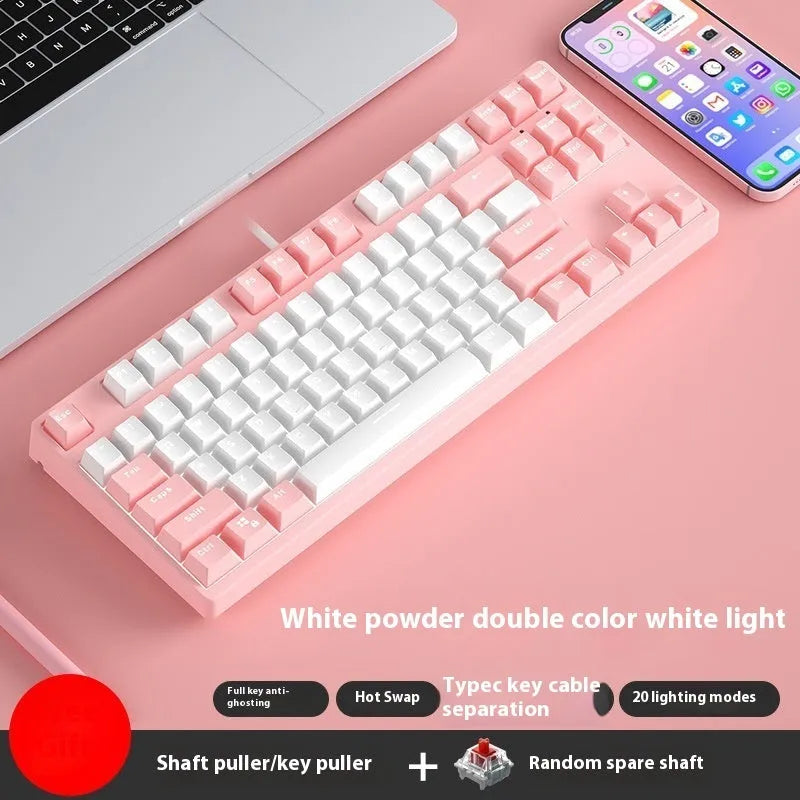 87-key mechanical gaming keyboard with colourful keycaps and metal chassis