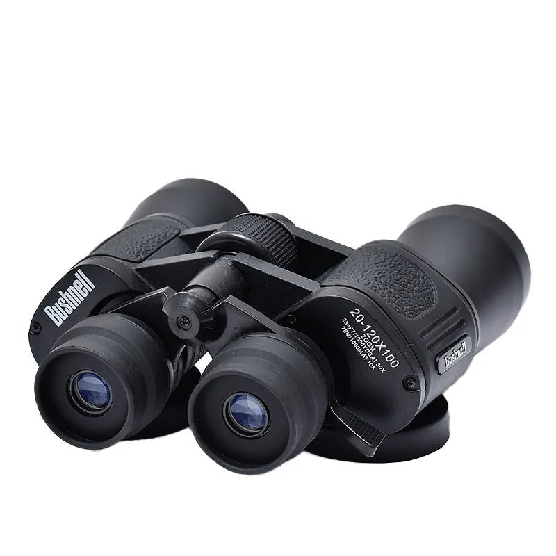 Outdoor binocular telescope with continuous zoom magnification from 20-120x