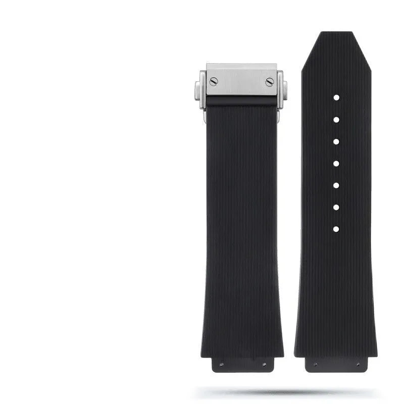 Classic Fusion Raised 19mm silicone rubber watch strap in black with raised texture and steel buckle