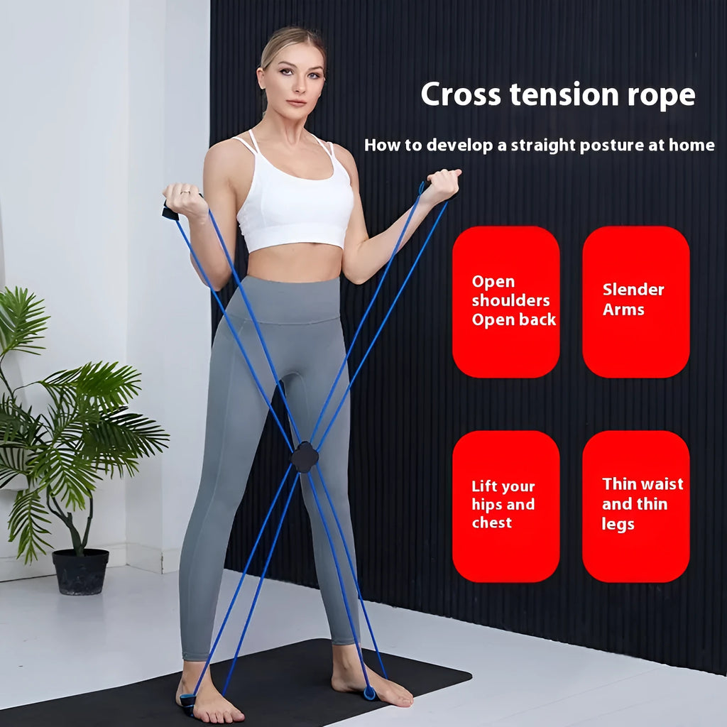 Blue and red eight character puller shoulder fitness tool for female resistance training
