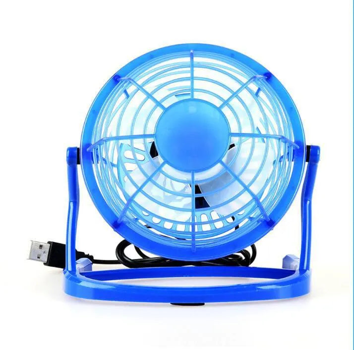 Mini portable USB desk fan in black colour with adjustable angle, 16cm size