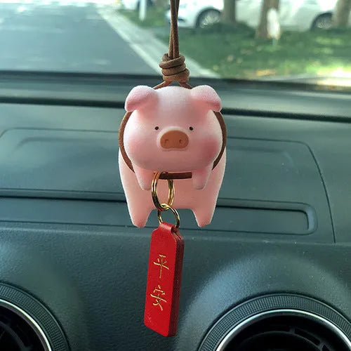 Cute cartoon pig resin figurine car dashboard decoration ornament.