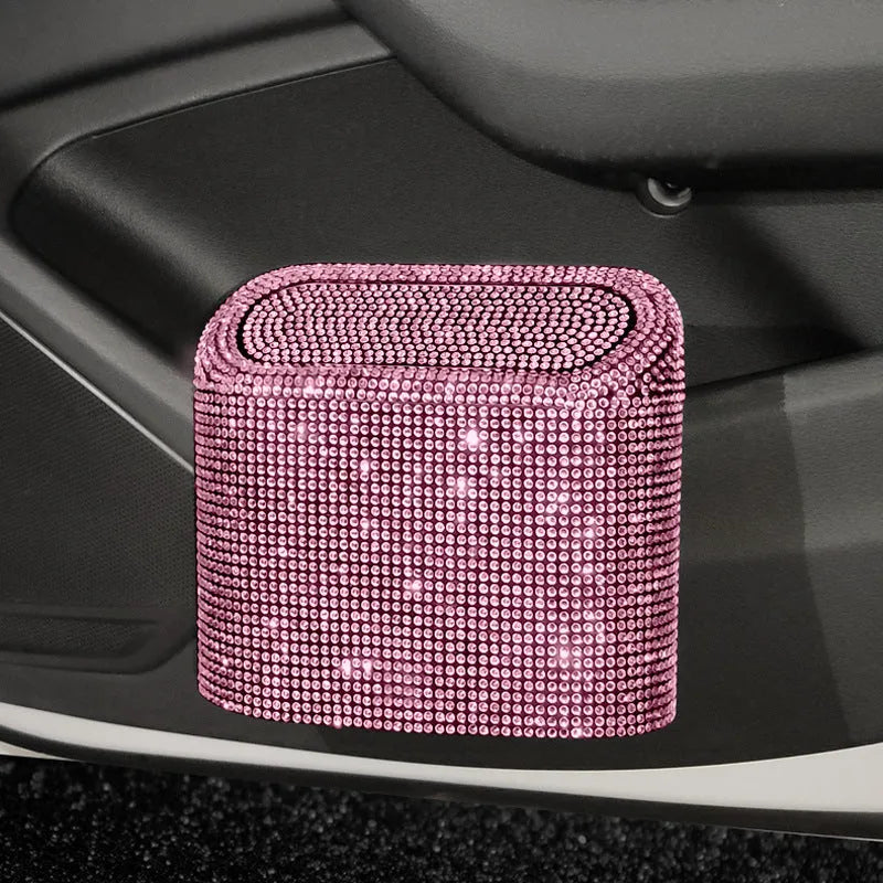 Coloured diamond car trash can plastic plug-in 16x14x6.4cm with studded pattern