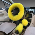 Wool steering wheel cover and handle covers three-piece set in multiple colour options for 38cm diameter wheels