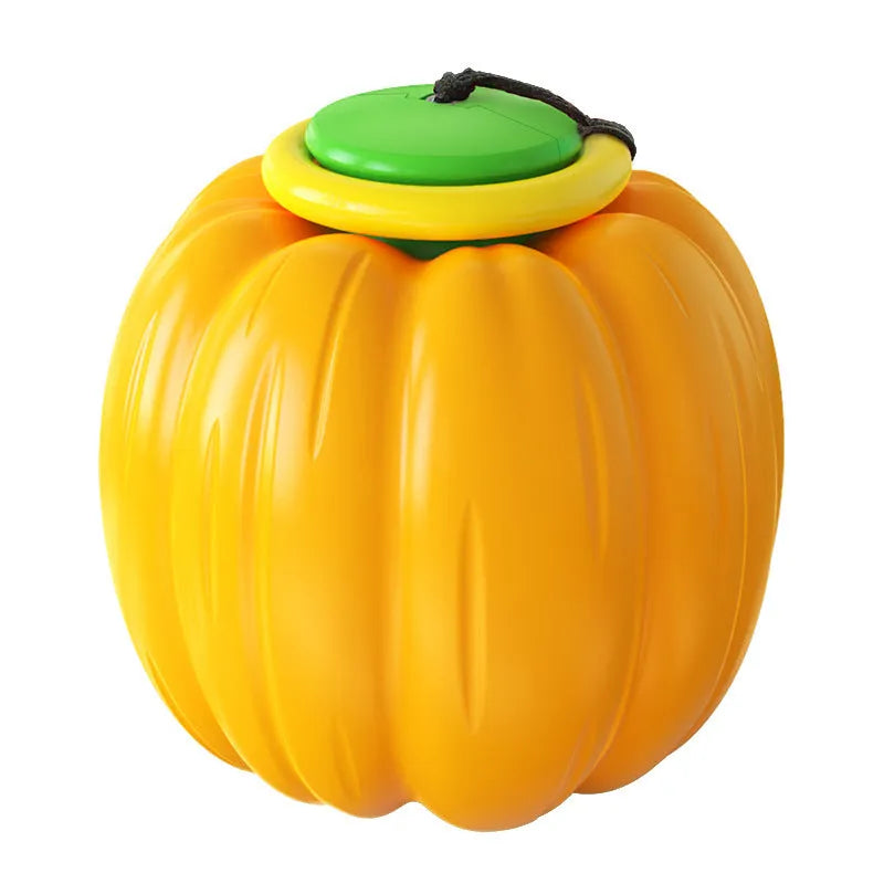 Plastic pumpkin dog chew toy with squeaker for small dogs in orange colour