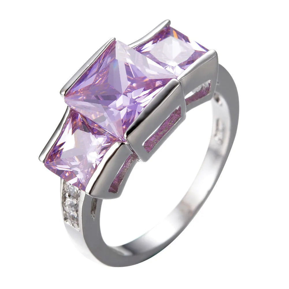 Copper women's ring with electroplated colour finish in geometric design showing multiple colour options