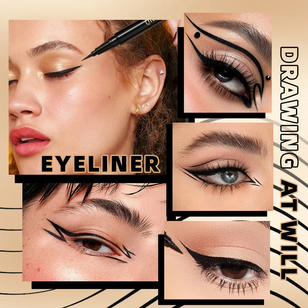Black liquid eyeliner pen with sweat-proof quick-drying properties for universal skin types