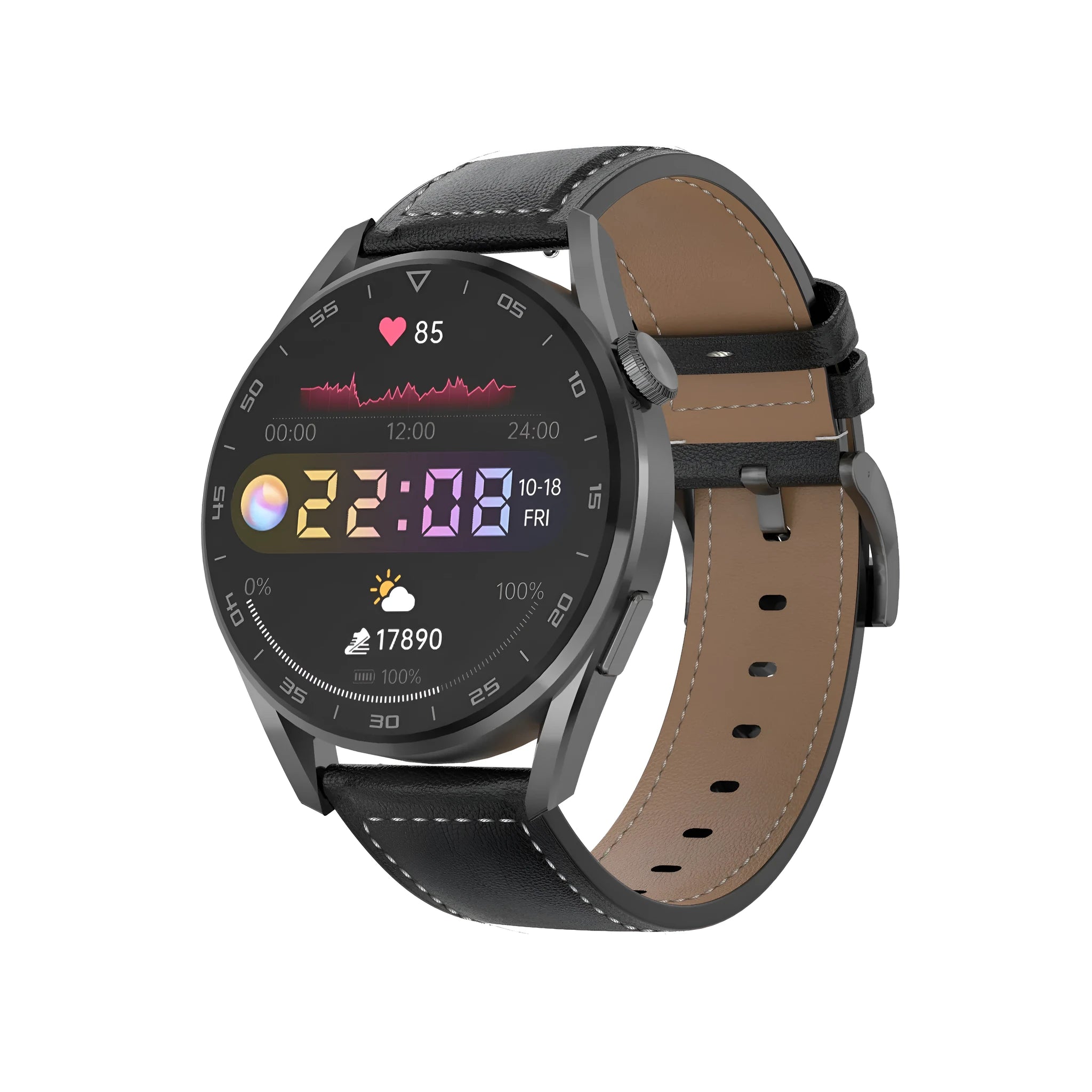 Bluetooth smart watch with metal wristband showing 1.3-inch IPS touch screen displaying call and QR code functions