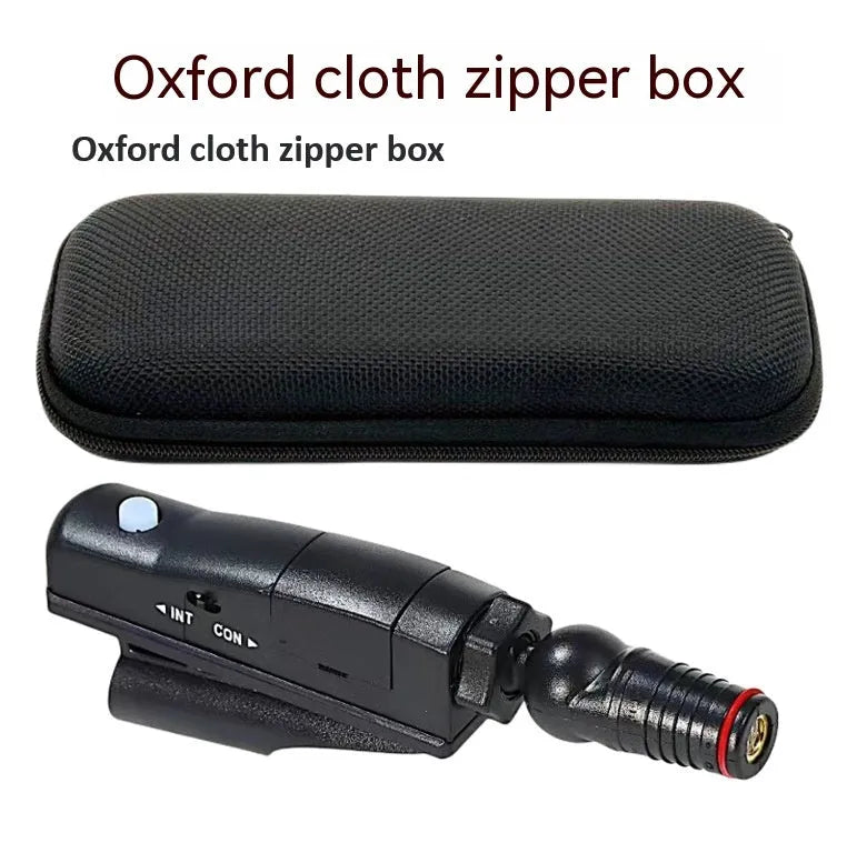 Golf putter laser aiming instrument showing different style configurations including basic unit, zipper box case, and tripod stand