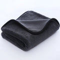 Grey car cleaning cloth with a hemmed edge, shown in various sizes for interior wiping and drying.