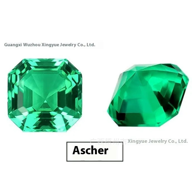 Cultivated emerald gemstone in Columbia green with round and grandmother cut options