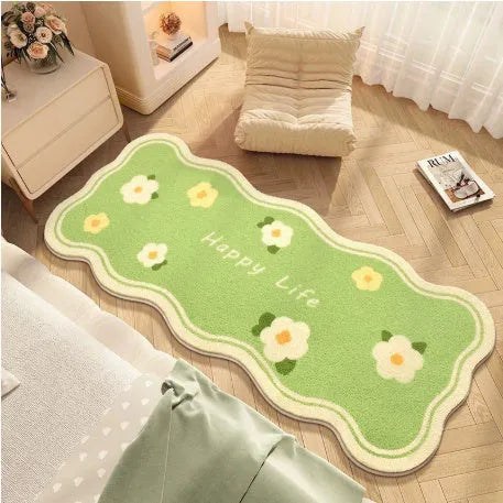 Flower shaped cartoon alien bedside blanket in gradient flower pink colour pattern