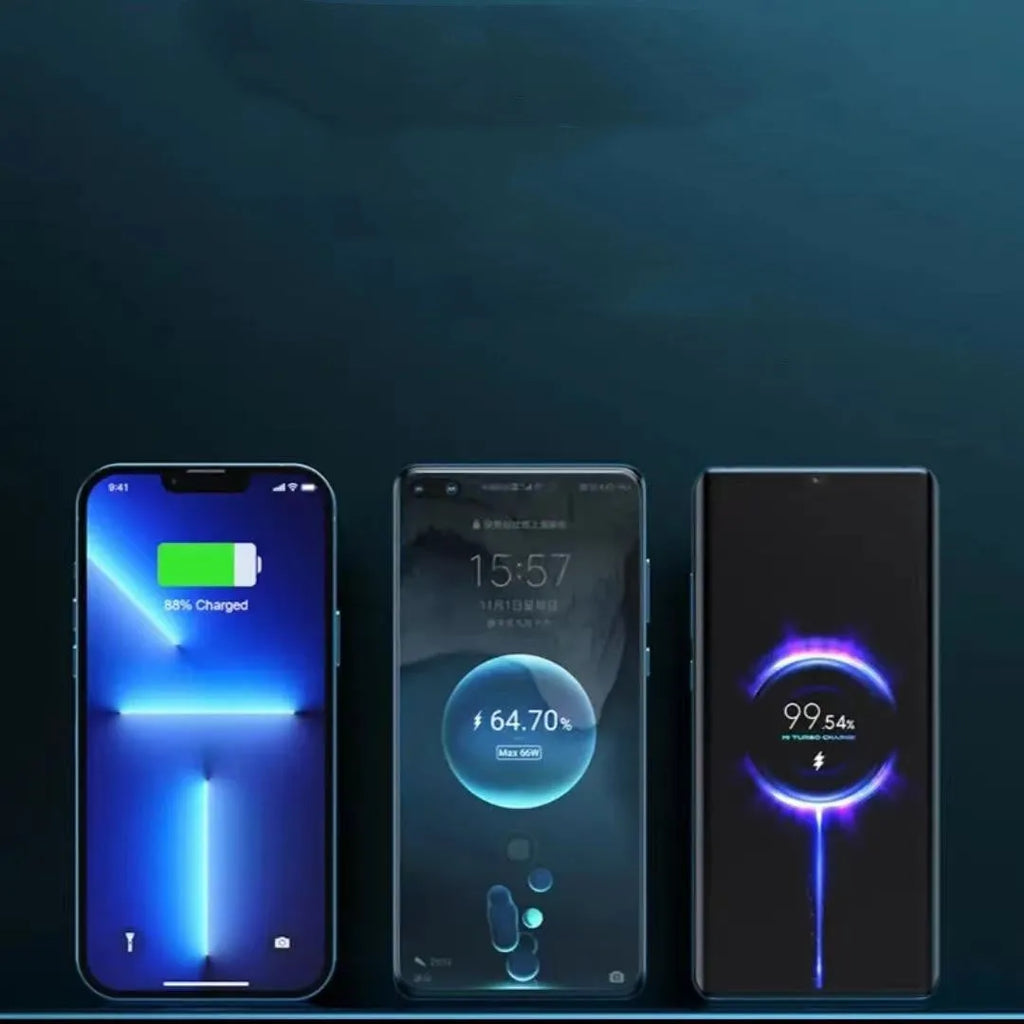 Transparent industrial power bank showing internal components with 10000mAh capacity and multi-U ports