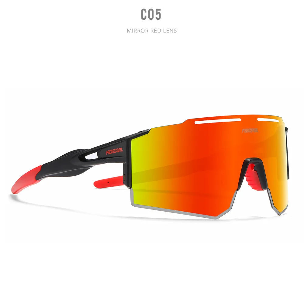 Ultralight polarised cycling sunglasses with frameless TR90 frame in a selected colour.