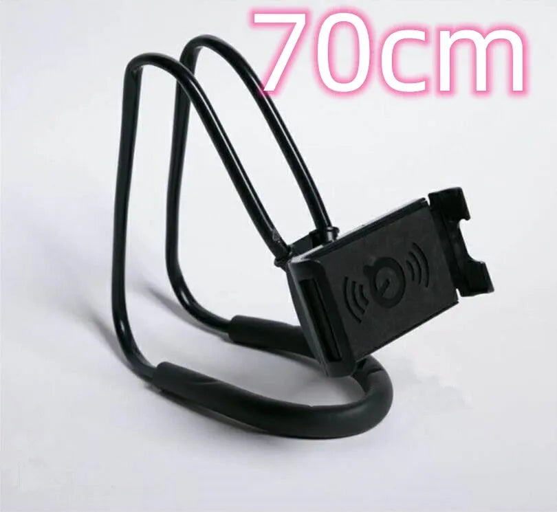 360 degree rotatable plastic and foam phone holder stand in black color for universal smartphones