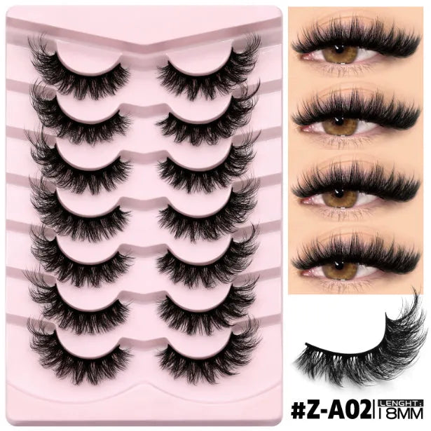 Natural false eyelashes in thick long style without eyeliner requirement