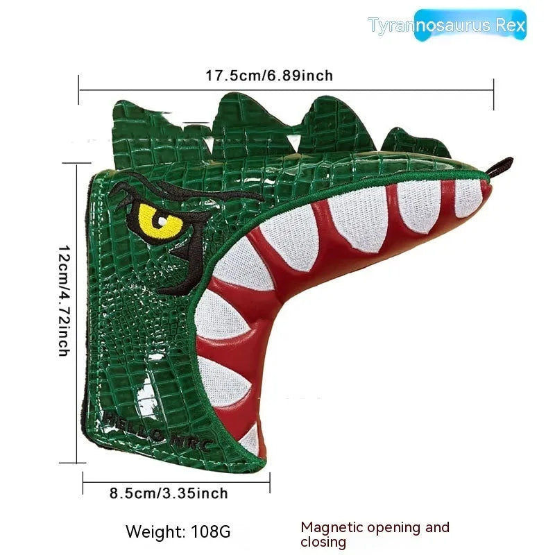 Golf putter sleeve in a themed design with PU waterproof fabric exterior and fleece lining.