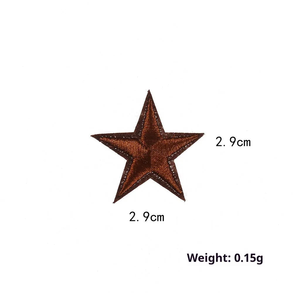 Colourful embroidered five-pointed star cloth stickers for DIY fabric decoration