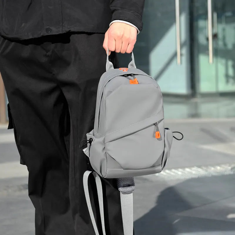 Men's black polyester crossbody bag with single shoulder strap