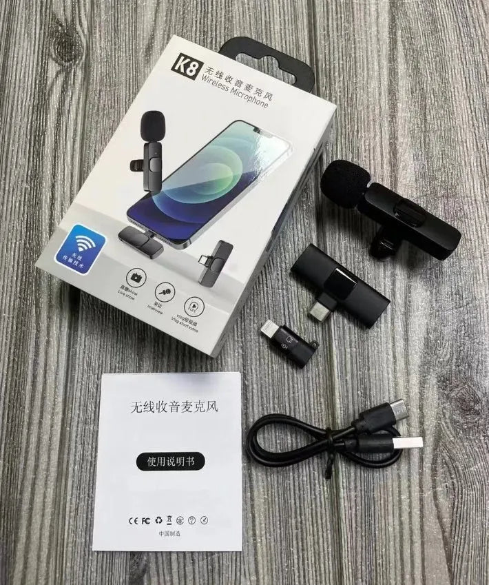 K-series collar clip microphone for wireless outdoor recording with multiple interface options.