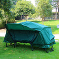 Outdoor thickened Oxford cloth insulated off ground tent for two camping and fishing, double decker, steel rods, 210x120x120cm, military green