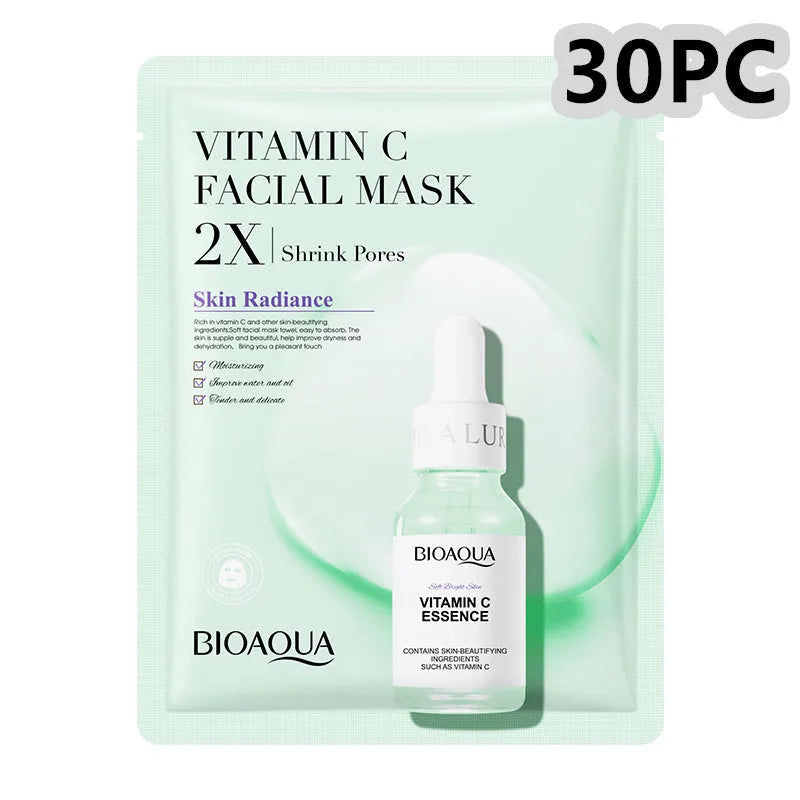 Single collagen hyaluronic acid facial sheet mask with 30g gel serum, shown on white background