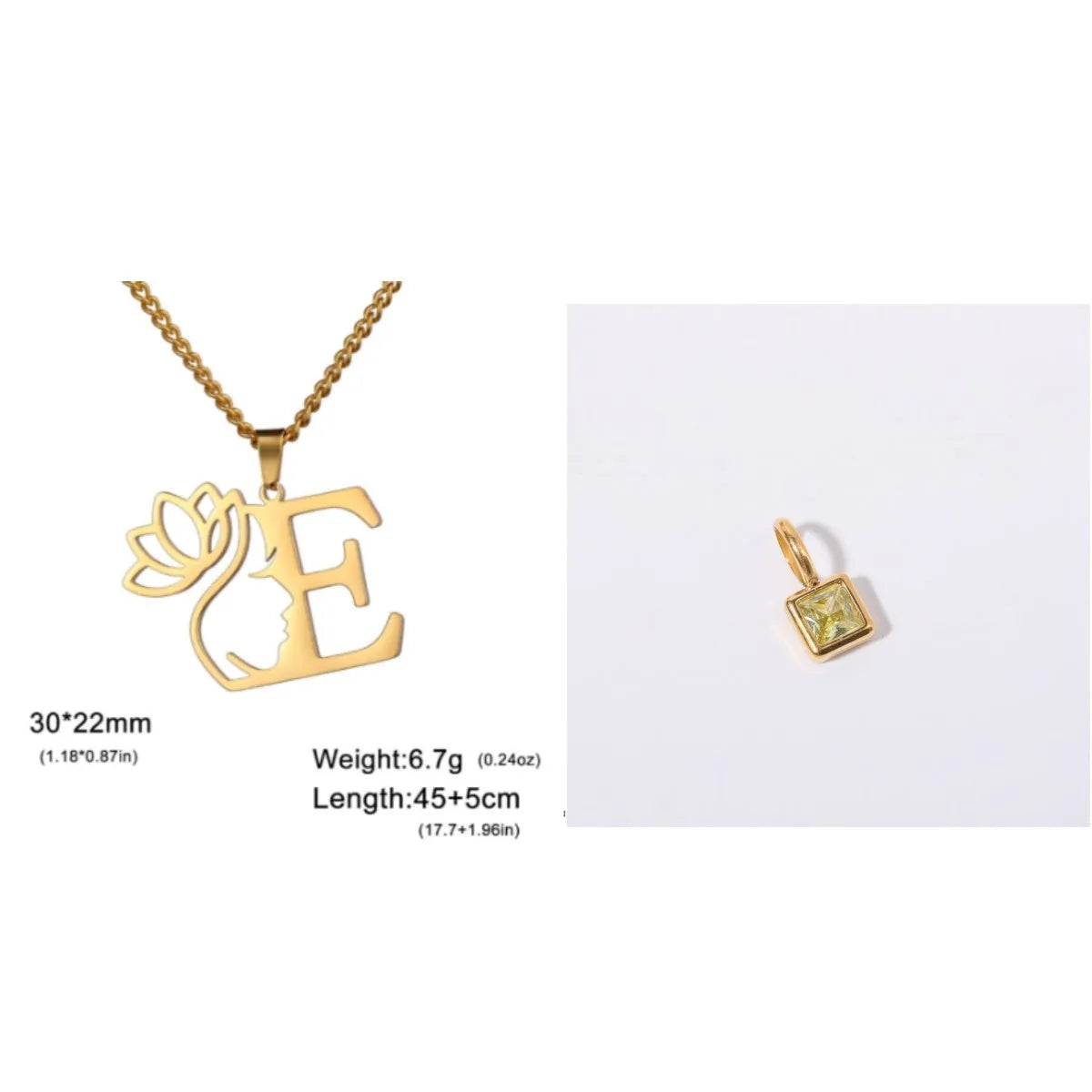 Stainless steel cross chain necklace with pendant in gold or steel colour