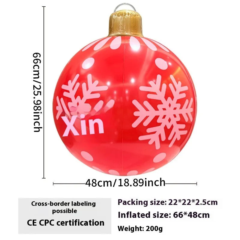 Inflatable PVC Christmas ball decoration for outdoor garden use with hand pump