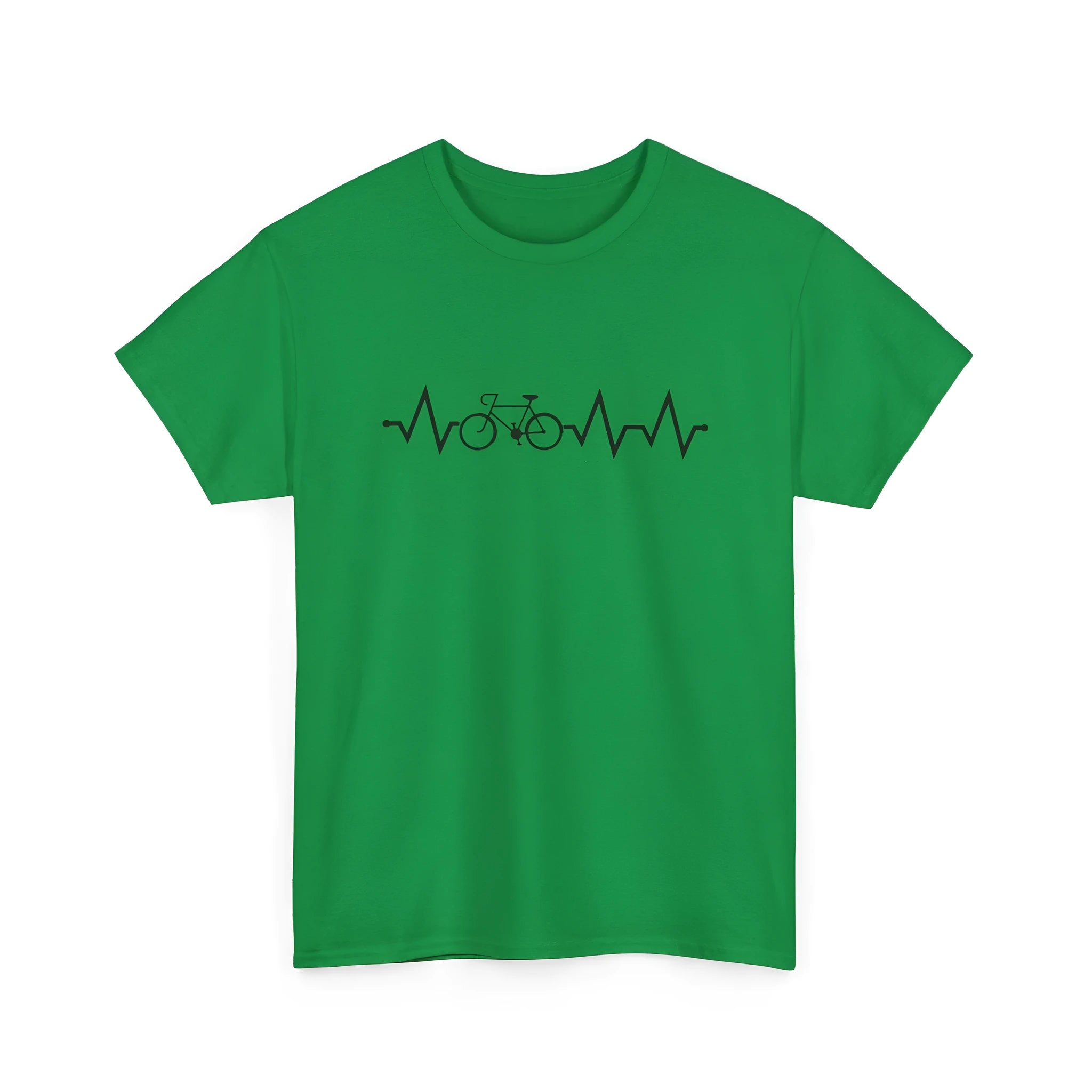 Green cotton short-sleeve t-shirt with printed letter patterns in fresh style