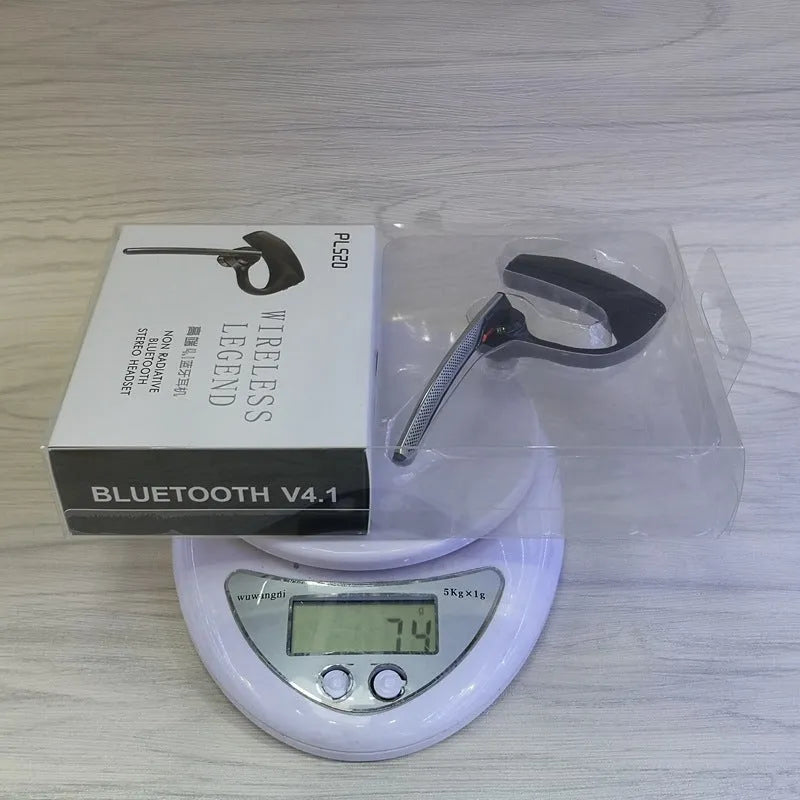 Black plastic Bluetooth sports headphones with USB charging port and battery display