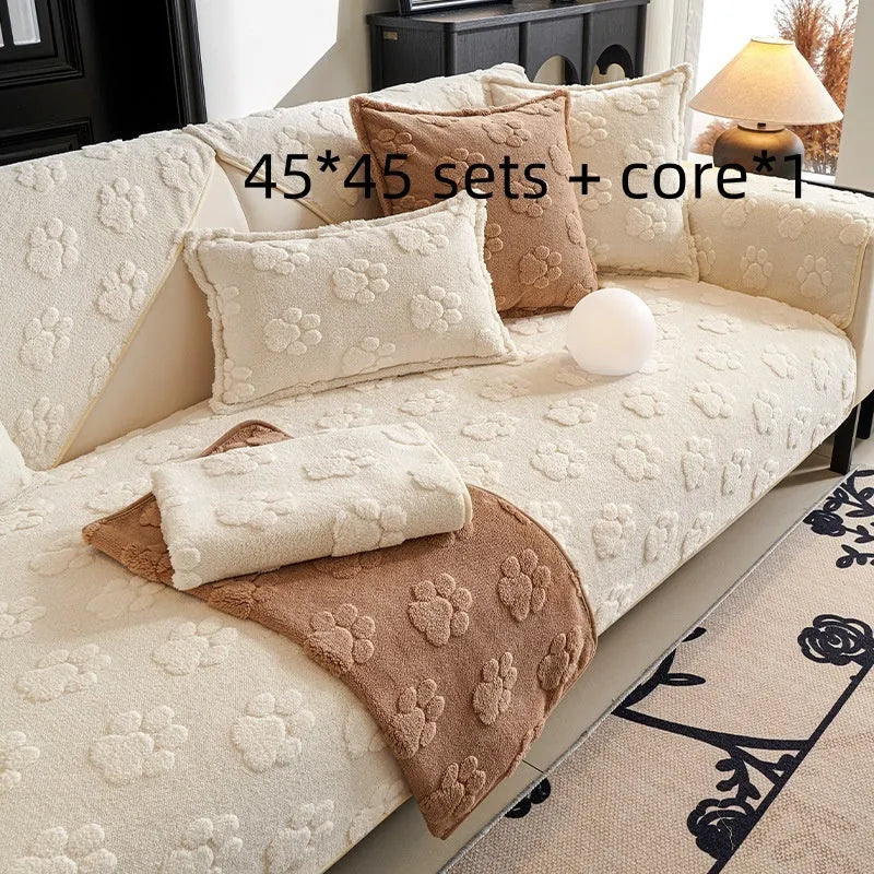 Thickened fleece non-slip sofa cushion 45x45cm in solid colour modern simplicity style