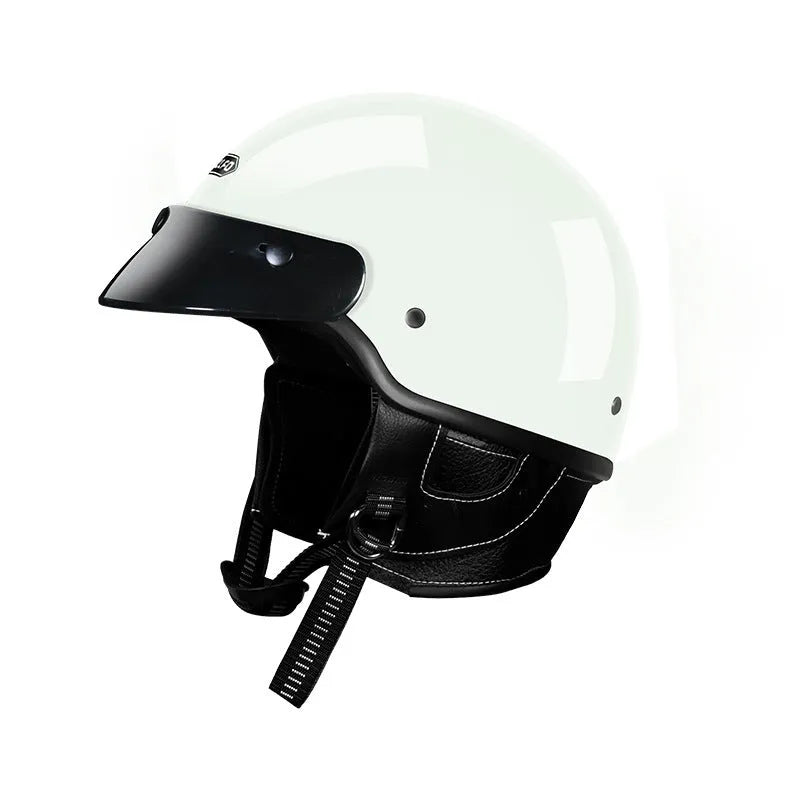 Retro biker style motorcycle helmet in matte cement grey colour with ABS plastic shell.