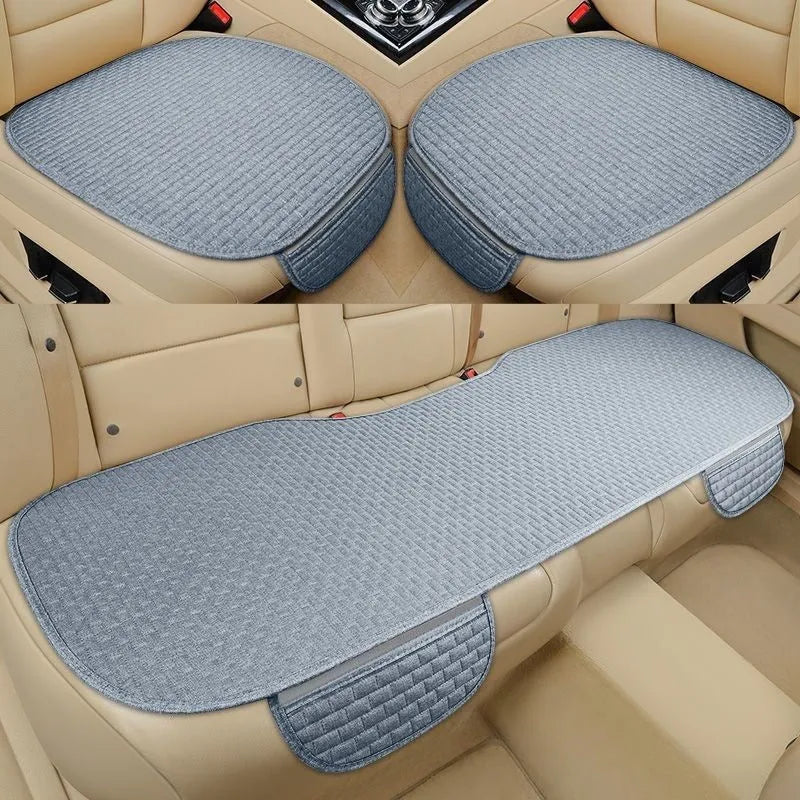 Linen car cushion set in plaid pattern with business style hemming design