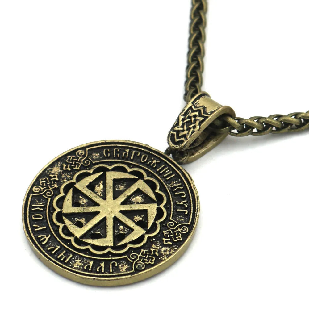 Lunavin ODing logo necklace with Nordic myth pendant on adjustable leather rope or snake bones chain