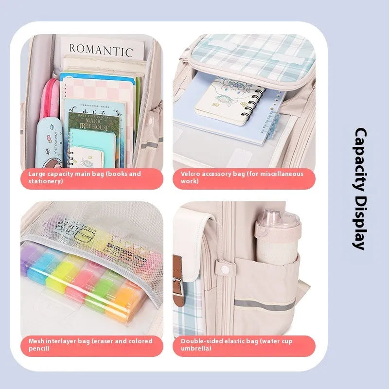 Lightweight student school backpack in Oxford cloth with large capacity for Grade 5-6 students