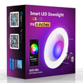 Smart RGBW colour changing ceiling lamp with remote control on a white background.