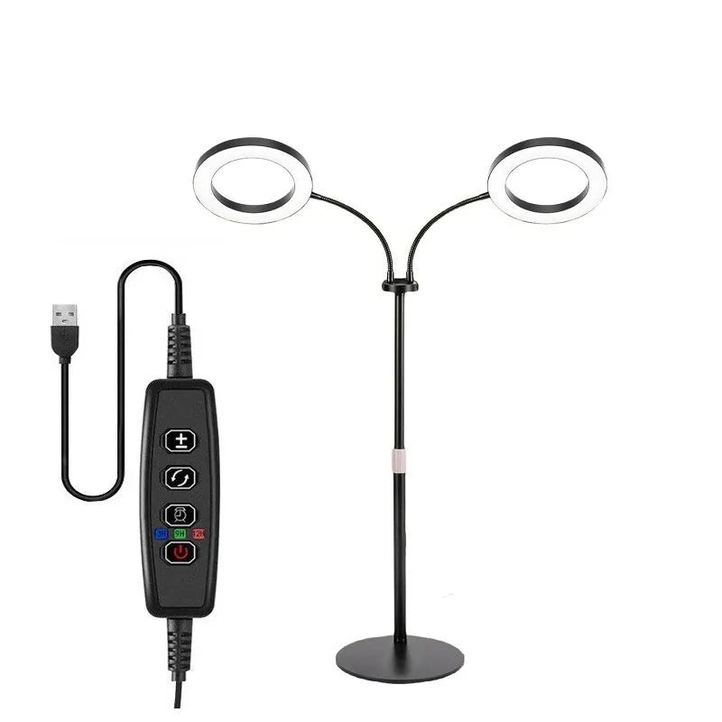 6-inch angel ring floor plant grow light with retractable stand in pearl white aluminium alloy
