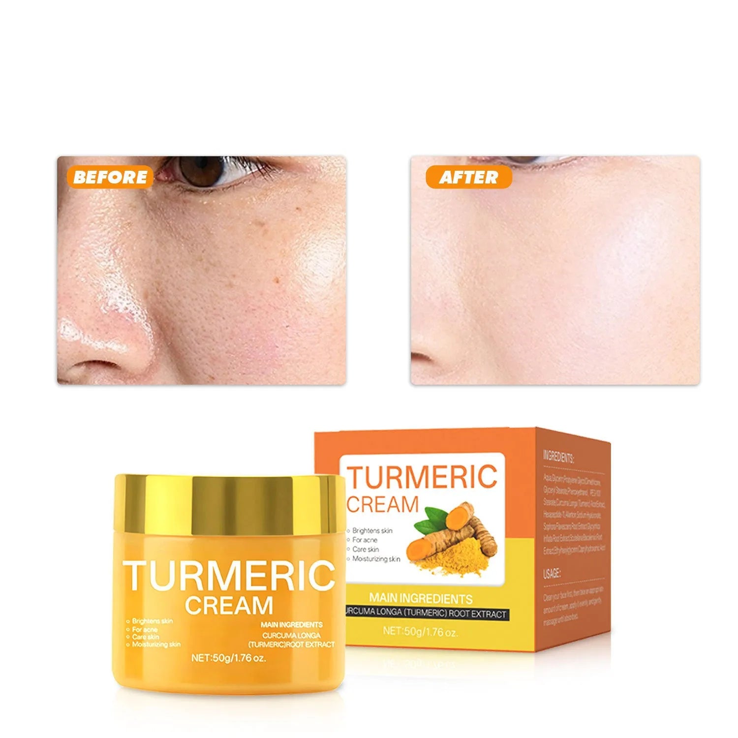 50g brightening moisturising cream jar with vitamin C and hyaluronic acid for facial hydration