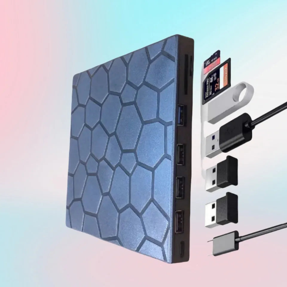 Black external USB CD and DVD drive for laptops and desktop computers