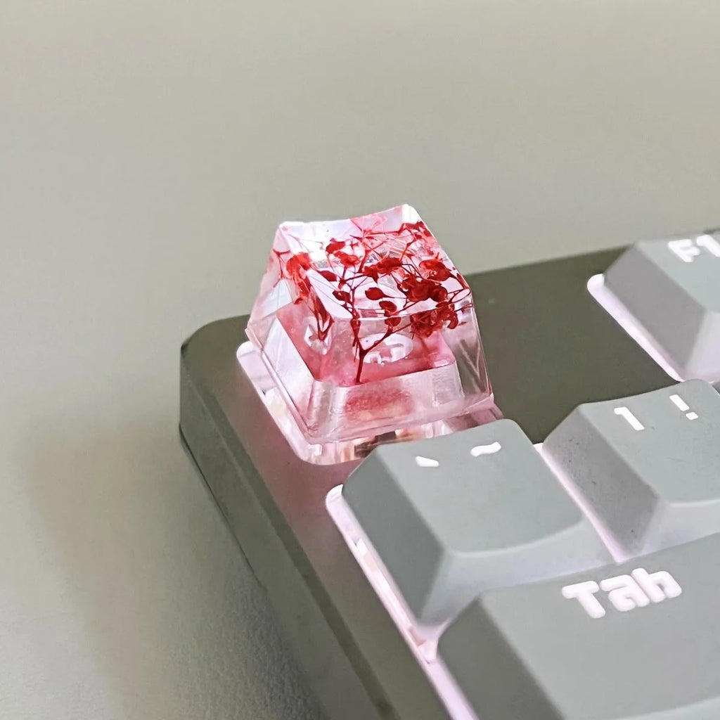 High transparency starry sky resin keycap for mechanical keyboards in green colour