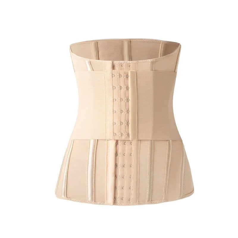 Black and apricot nylon belly band waist trainer for tummy slimming and fitness in sizes XXXS to 3XL