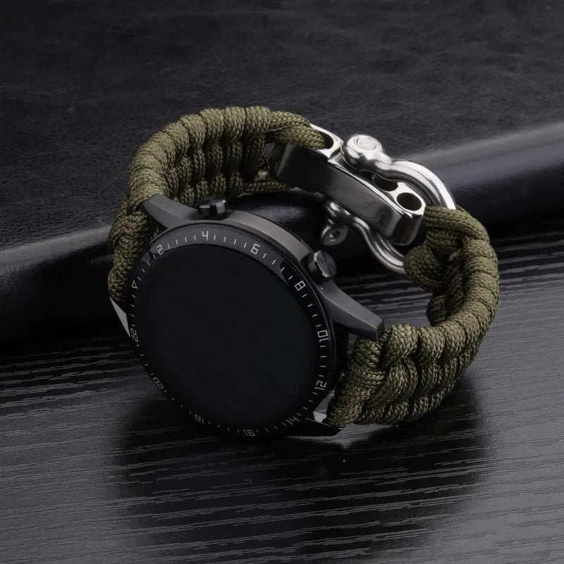 Nylon woven steel buckle strap for Apple Watch, black with connector, fits 38/40mm
