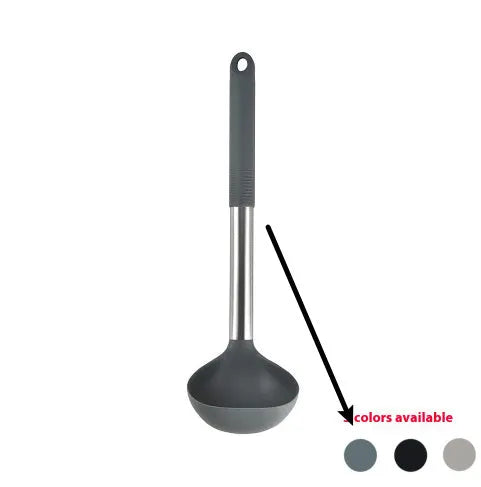 12-piece silicone kitchen utensil set with rotating storage bucket in black, dark gray or khaki