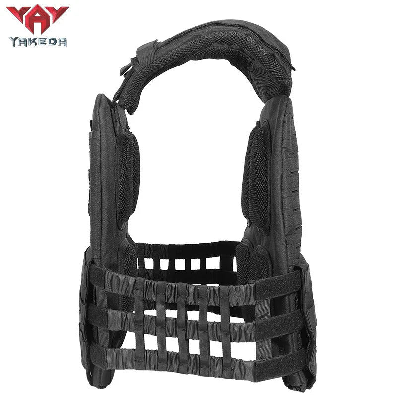 Tactical training outdoor combat vest in military green with adjustable waist straps and 600D polyester construction