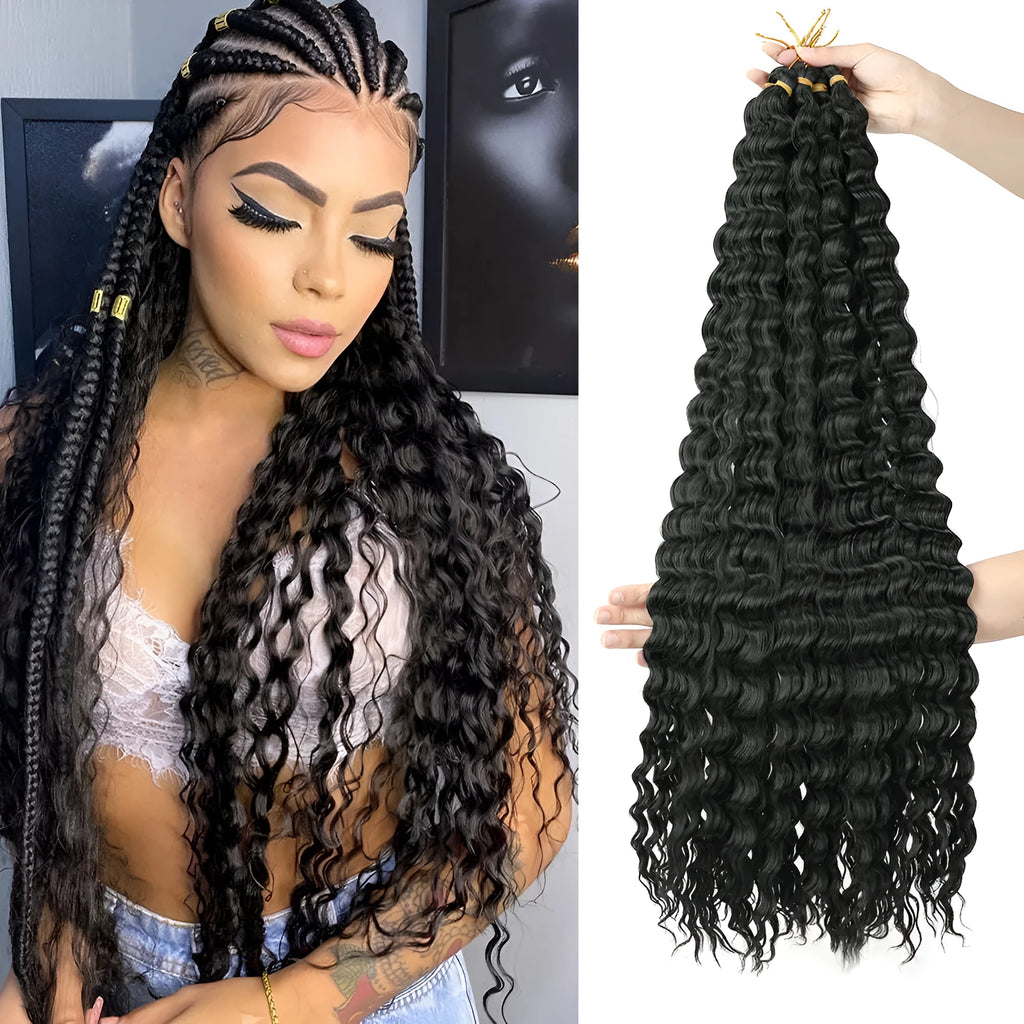 African chemical fibre crochet long curly wig with side bangs, handmade, available in multiple colours and sizes