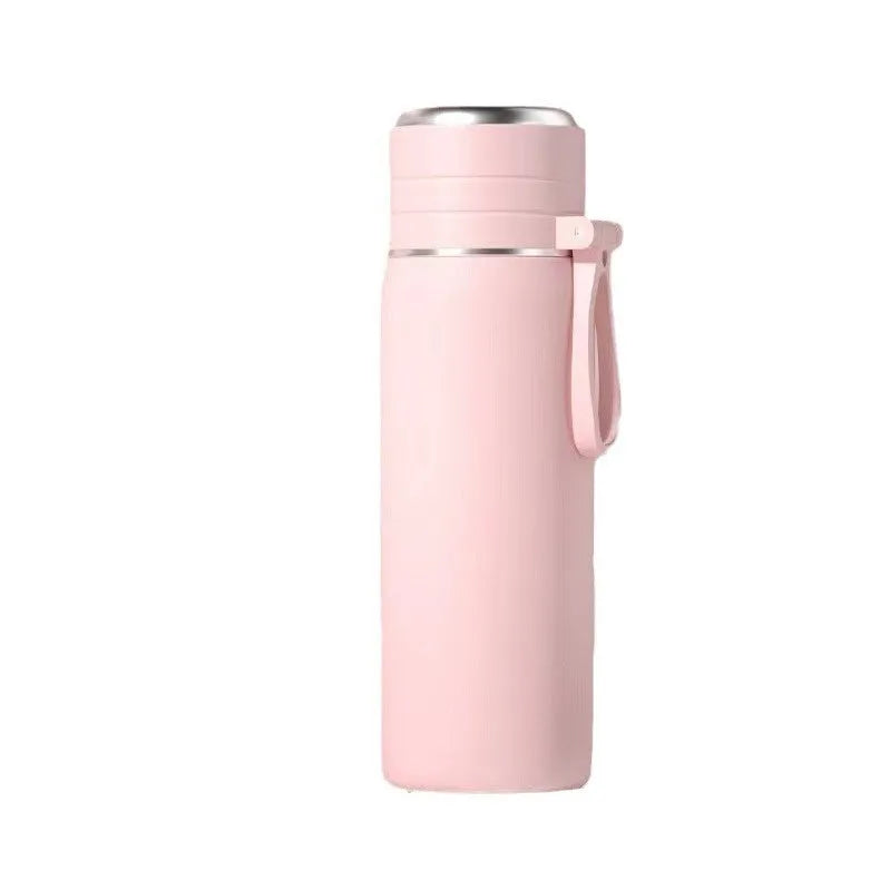 316 stainless steel food grade thermos cup with tea and water separation, 500ml capacity, beige colour