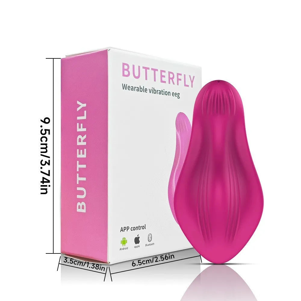 Rose red silicone wearable female massager with smartphone APP control and USB charging