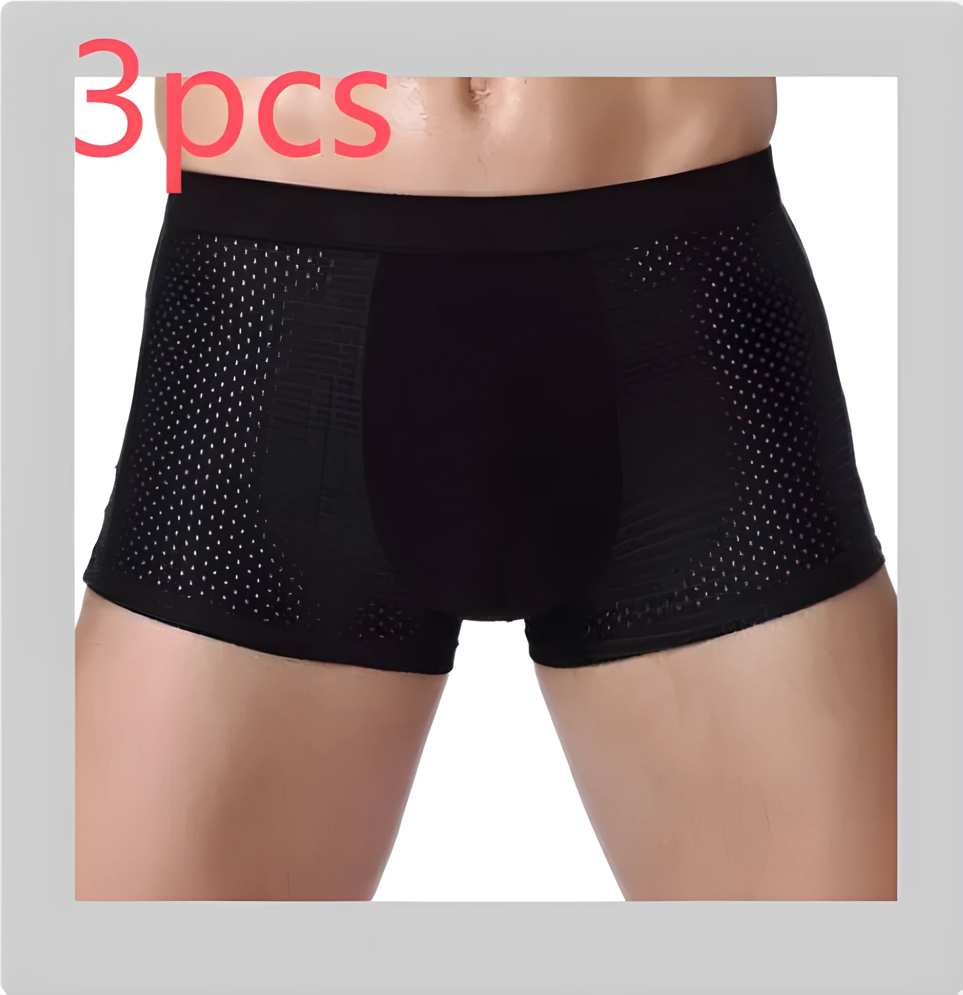 Men's solid colour modal boxer briefs with U-convex pouch design and mesh panel.
