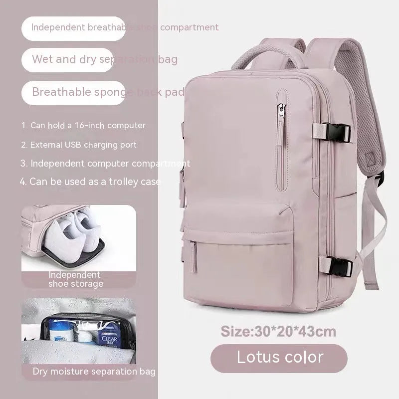 Large waterproof mummy-style backpack in nylon, shown in a selection of colours including black, mint green, and pink.