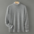 Men's half turtleneck wool blend pullover sweater in beige with loose batwing sleeves, thick knit, long sleeves, plus size fit